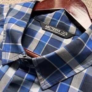 Mens Arcteryx Brohm Short Sleeve Plaid Button Up Shirt Size XL